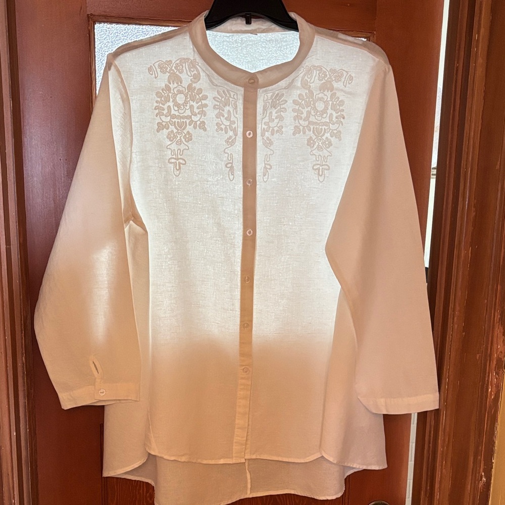 Elegant Cream Embroidered Women's Top
